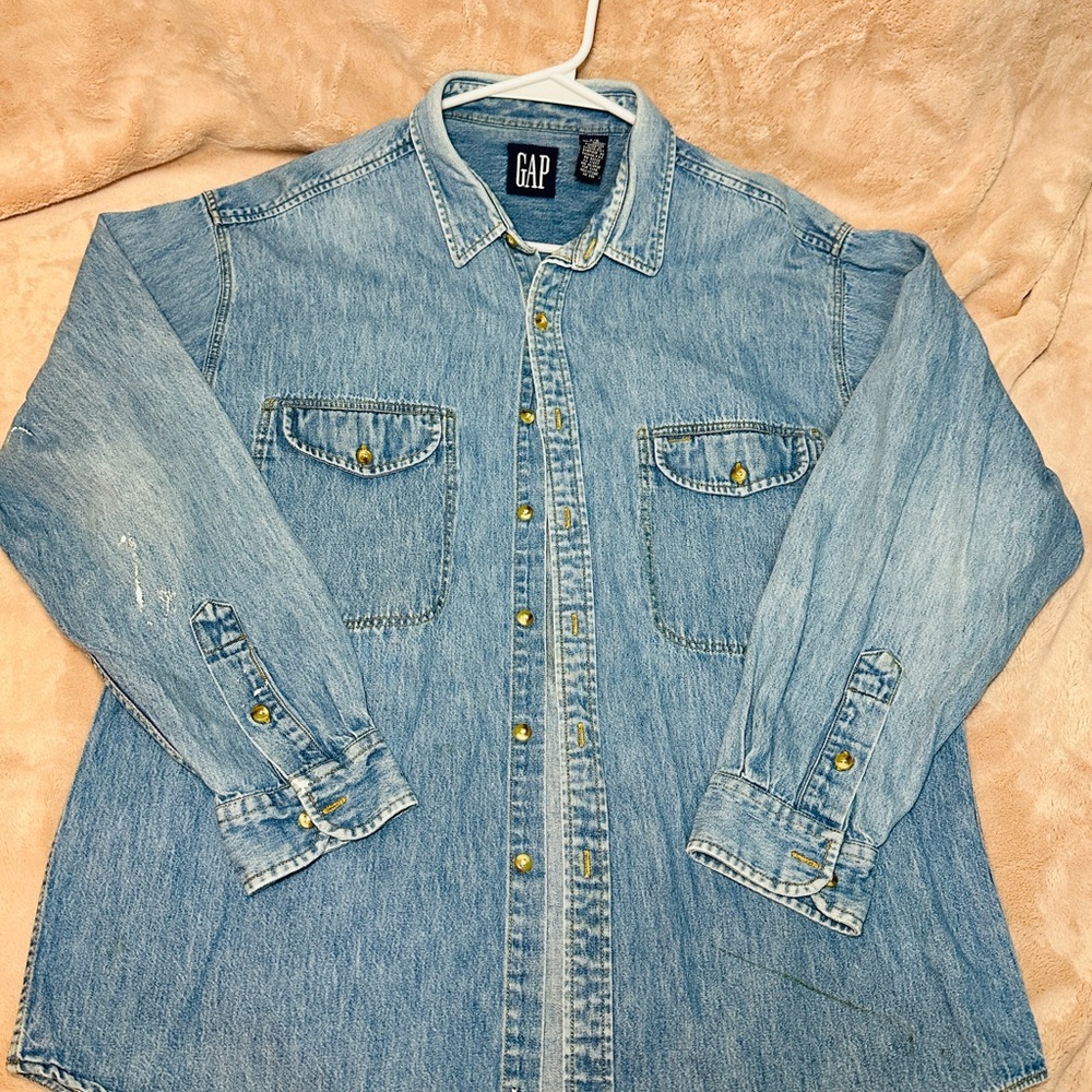 GAP Light Blue Denim Button-Down Shirt